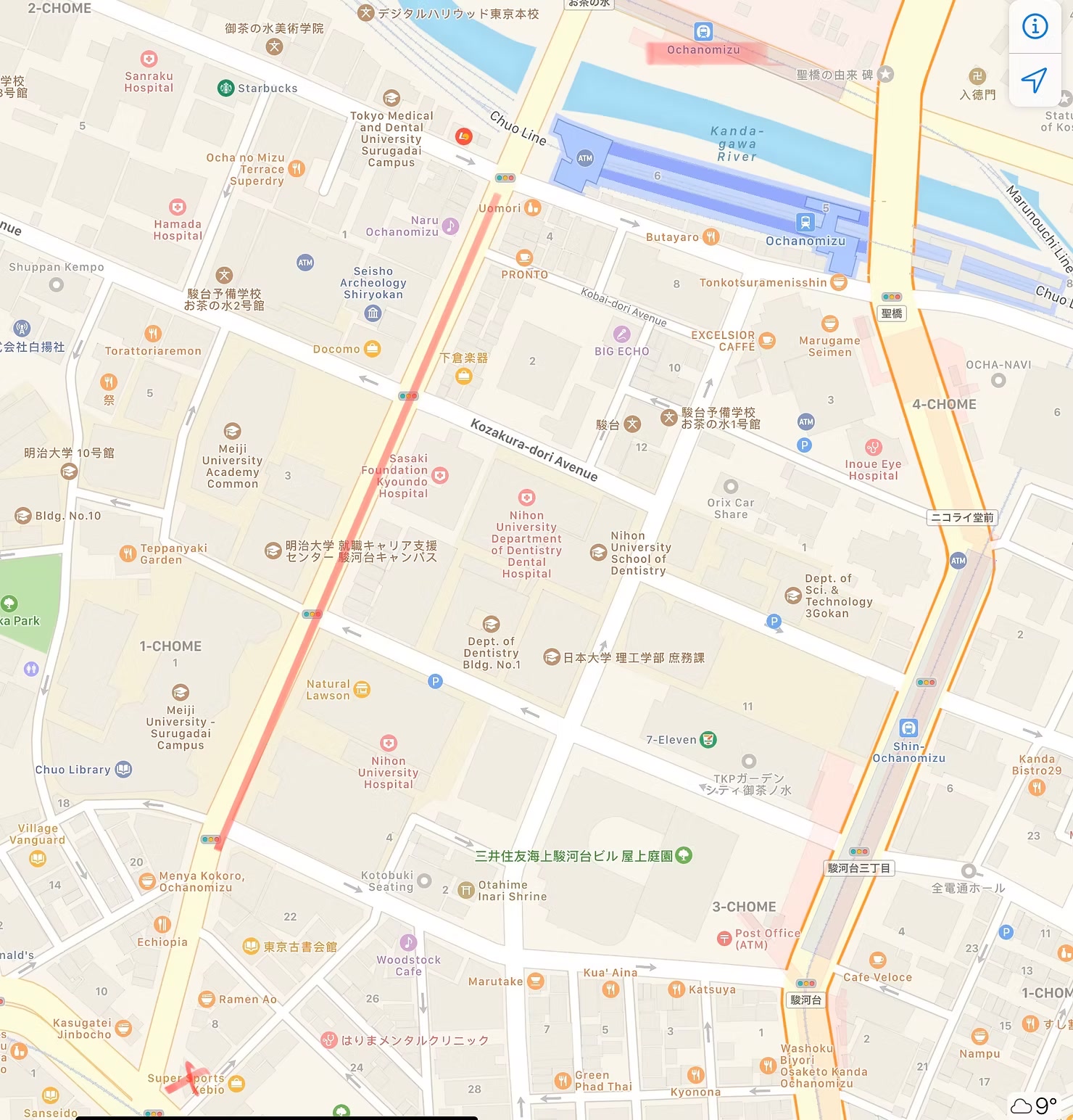 Ochanomizu 'Guitar Street' map